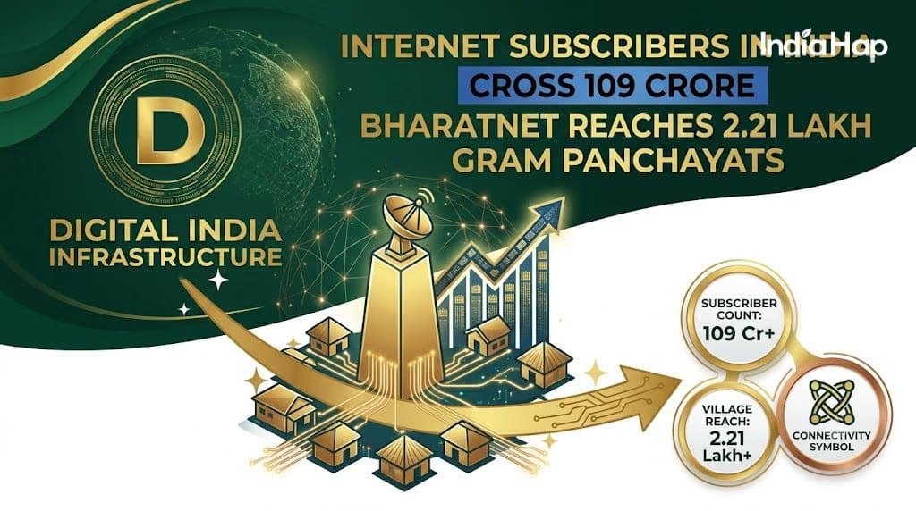 Internet Subscribers in India Cross 109 Crore, BharatNet Reaches 2.21 Lakh Gram Panchayats